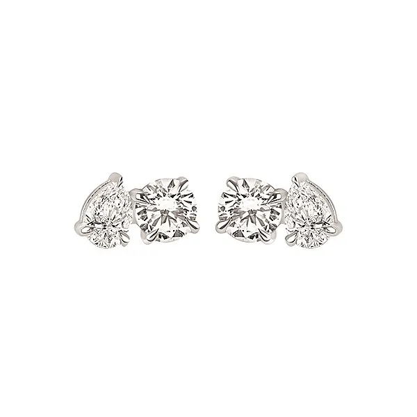 14k White Gold 1.06cttw Lab Diamonds Pear and Round Shaped Studs Conti Jewelers Endwell, NY