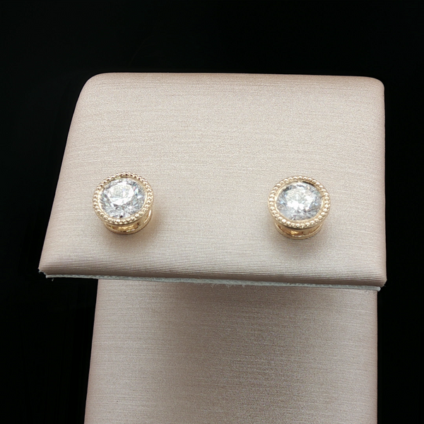 14 Karat Yellow Stud Diamond Earrings - LAB Conti Jewelers Endwell, NY