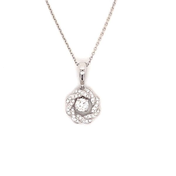 18k White Gold Crossover Circle Pendant with Diamonds Conti Jewelers Endwell, NY