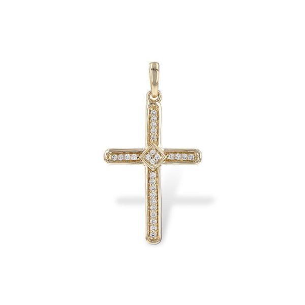 14k Yellow Gold .12cttw Diamond Cross Pendant Conti Jewelers Endwell, NY