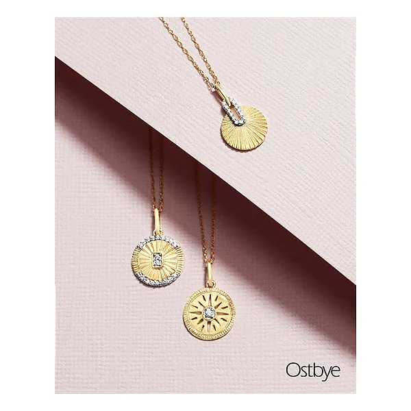 Pleated Diamond Disc Pendant in 14k Yellow Gold Image 2 Conti Jewelers Endwell, NY
