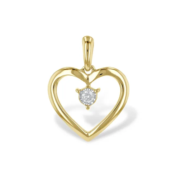 Diamond Accented Heart Pendant in 14k Yellow Gold Conti Jewelers Endwell, NY