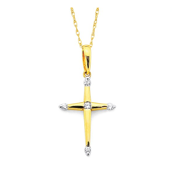 14k YG 0.06cttw Dia Cross Pendant Conti Jewelers Endwell, NY