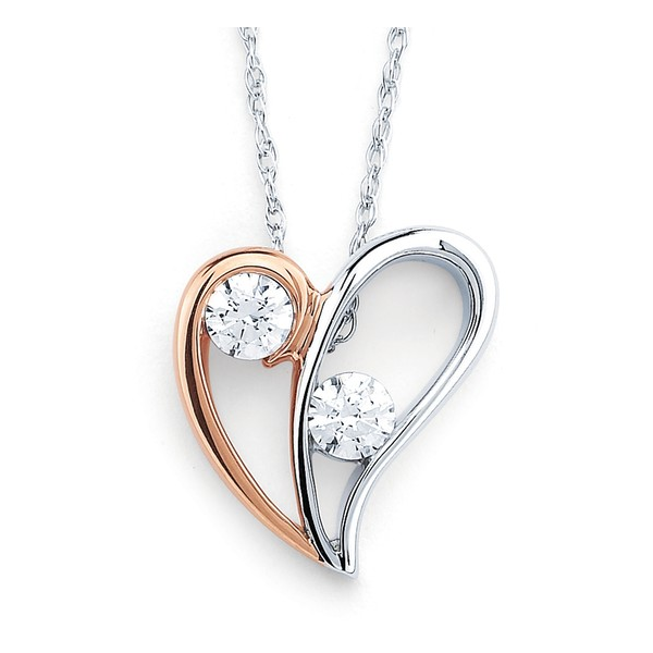 14k White and Rose Gold w/.10cttw Dia Heart Pendant Conti Jewelers Endwell, NY