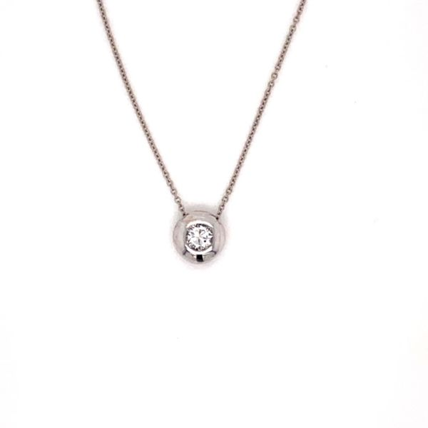 .15ct Diamond Heavy Bezel-Set Solitaire Necklace in 14k White Gold Conti Jewelers Endwell, NY