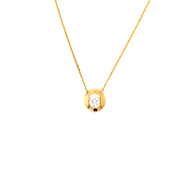 .15ct Diamond Heavy Bezel-Set Solitaire Necklace in 14k Yellow Gold Conti Jewelers Endwell, NY