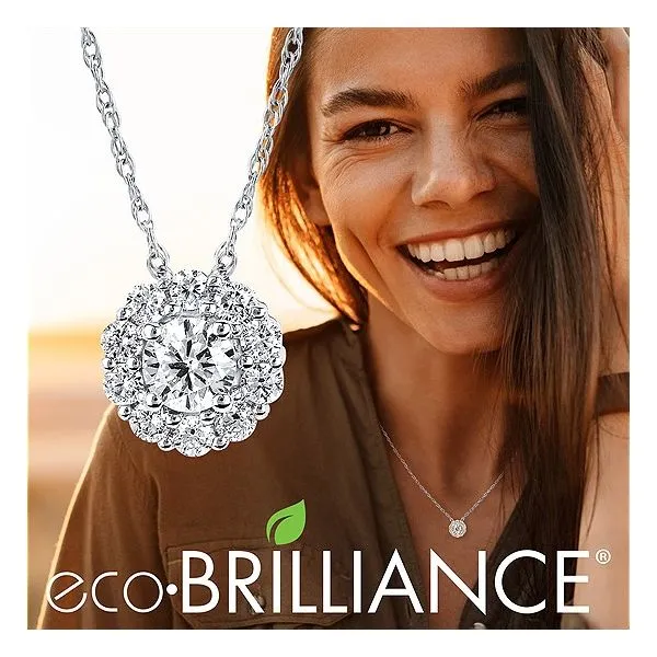 Eco-Brilliance® .50 Ctw. Lab-Created Diamond Halo Pendant In 14K Gold Image 2 Conti Jewelers Endwell, NY