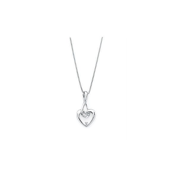 Diva Diamonds® Infinity Heart Pendant In Sterling Silver With .01 Ct. Diamond With 18