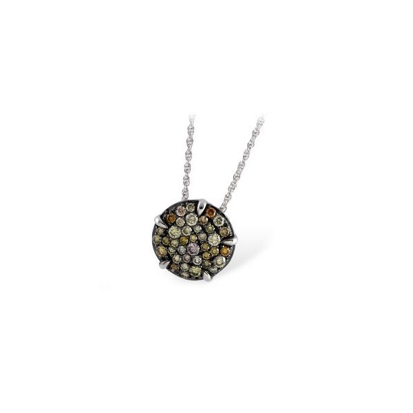 1.04ct tw. Brown, Yellow, & White Diamond Disc Pendant Necklace in 14k White Gold Conti Jewelers Endwell, NY