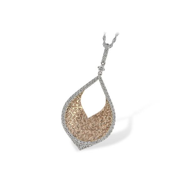 .42ct tw. Leaf-Shaped Diamond Pendant Necklace in 14k White & Rose Gold Conti Jewelers Endwell, NY