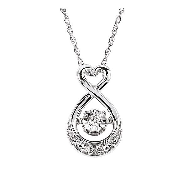 Shimmering Diamonds® Heart Drop Pendant In Sterling Silver With .03 Ctw. Diamonds Image 2 Conti Jewelers Endwell, NY