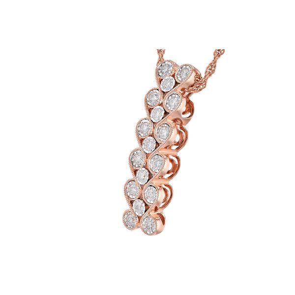 1/3ct tw. Diamond Waves Bar Pendant Necklace in 14k Rose Gold Image 2 Conti Jewelers Endwell, NY