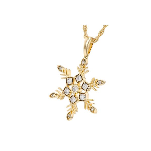 .07ct tw. Diamond Snowflake Pendant Necklace in 14k Yellow Gold Image 2 Conti Jewelers Endwell, NY