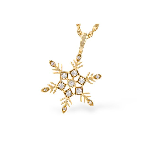 .07ct tw. Diamond Snowflake Pendant Necklace in 14k Yellow Gold Conti Jewelers Endwell, NY