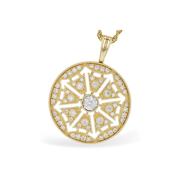 Diamond Disc Necklace 1/3 ct tw 14k Yellow Gold Conti Jewelers Endwell, NY