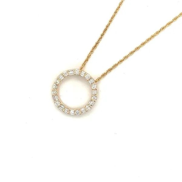 Baguette Diamond Circle Necklace in Yellow Gold (.60ct tw.) Conti Jewelers Endwell, NY
