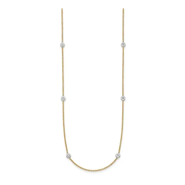 14K Two-tone Diamond Stations 18 inch Necklace Image 2 Conti Jewelers Endwell, NY