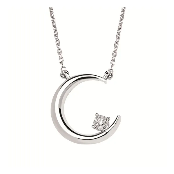 .01 Ctw. Diamond Half Moon Necklace In Sterling Silver Conti Jewelers Endwell, NY