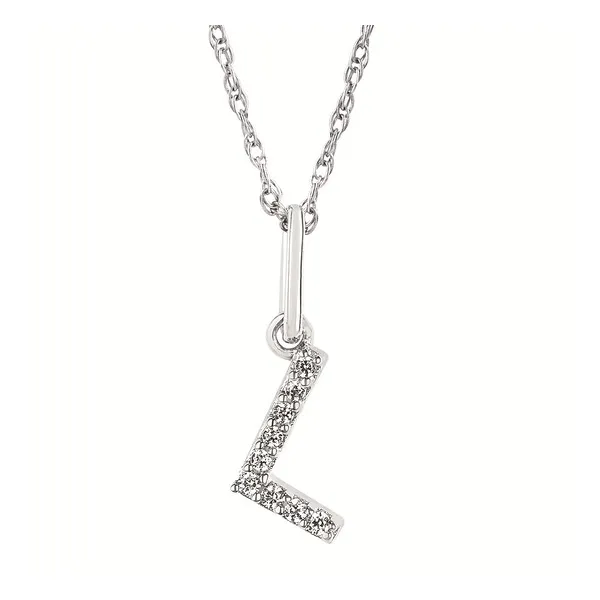 Diamond Letter L Necklace .04cttw in 10k White gold Conti Jewelers Endwell, NY