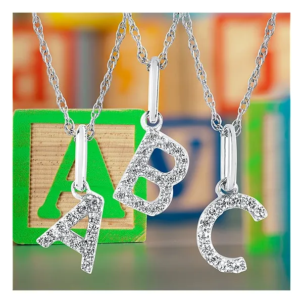Diamond Letter S Necklace 1/20 ct tw in 10k White Gold Image 2 Conti Jewelers Endwell, NY