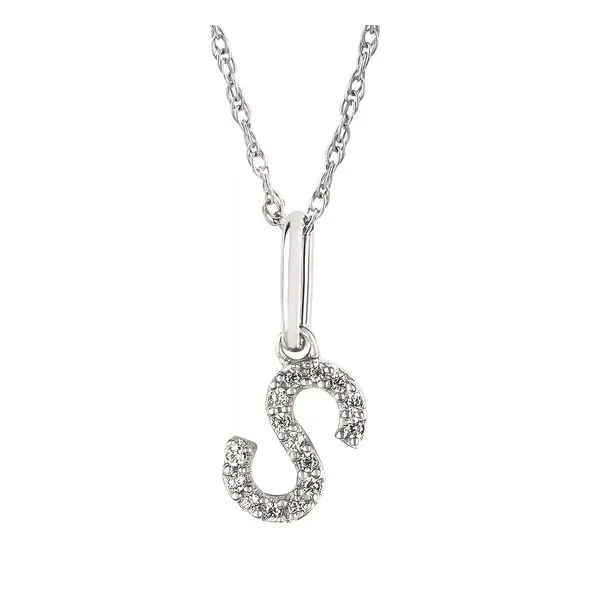 Diamond Letter S Necklace 1/20 ct tw in 10k White Gold Conti Jewelers Endwell, NY