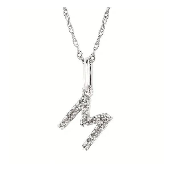 Diamond Letter M Necklace 1/20 cttw in 10k White Gold Conti Jewelers Endwell, NY