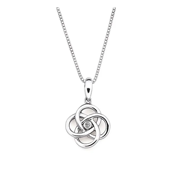 Diva Diamonds® Linked Circle Pendant In Sterling Silver With .01 Ct. Diamond 18