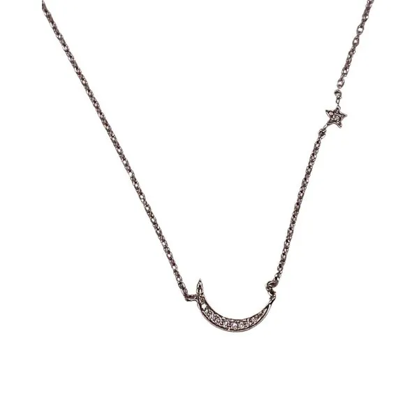 .03 Ctw. Diamond Moon and Star Necklace in 14k White Gold Conti Jewelers Endwell, NY