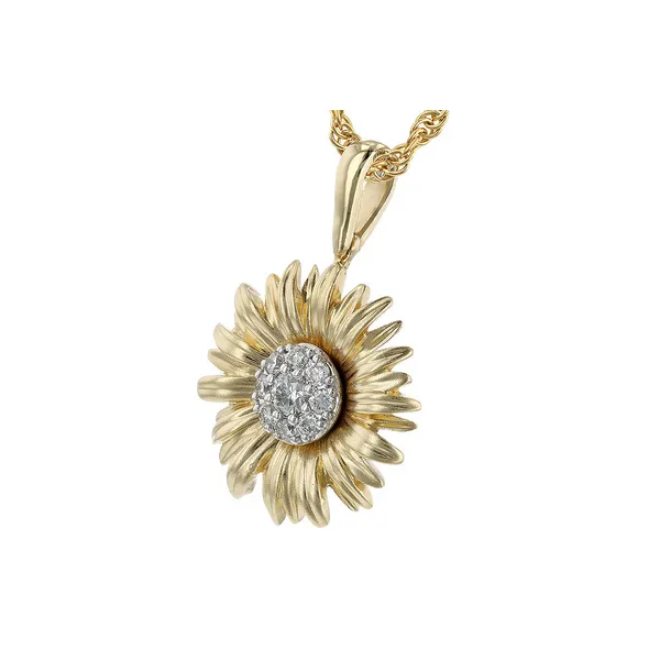 1/10th Ctw. Diamond Flower Necklace in 14k Gold Image 2 Conti Jewelers Endwell, NY
