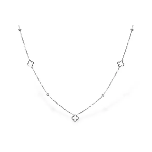 1/5th Ct. tw. Diamond Station Necklace in 14k White Gold, 18