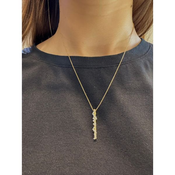 14k Yellow Gold 1/4cttw Diamond Scatter Vertical Bar Necklace Image 2 Conti Jewelers Endwell, NY