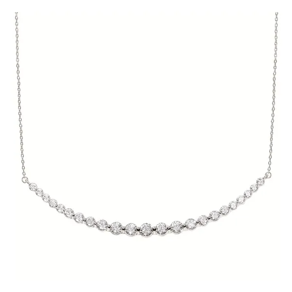 14k WG LAB 2cttw Dia Graduated Bar Necklace Conti Jewelers Endwell, NY