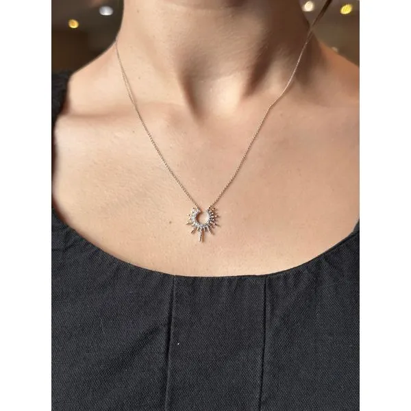 Sterling Silver 0.06cttw Diamond Sun Necklace Image 2 Conti Jewelers Endwell, NY