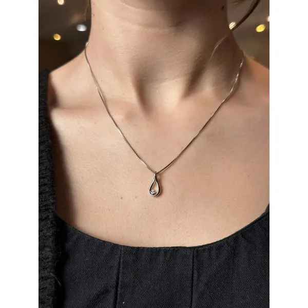 .01 Ctw. Diamond Teardrop Pendant Necklace In Sterling Silver Image 3 Conti Jewelers Endwell, NY