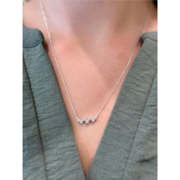 Sterling Silver 0.2cttw Diamond Circle Bar Necklace Image 2 Conti Jewelers Endwell, NY