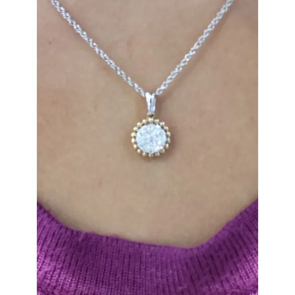 14k White and Yellow Gold .33cttw Diamond Cluster Pendant Image 2 Conti Jewelers Endwell, NY