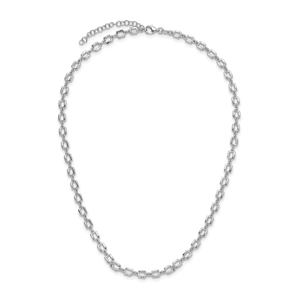 Square Link Necklace in Sterling Silver Image 4 Conti Jewelers Endwell, NY
