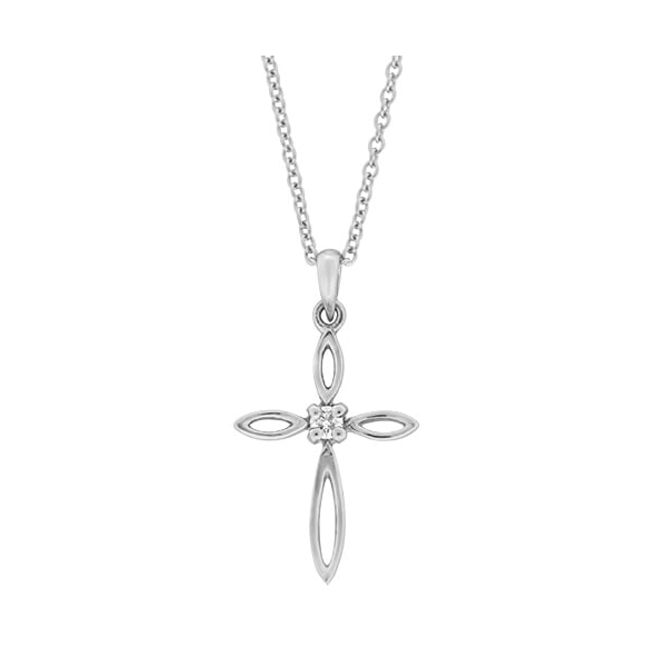 14k White Gold 18' Adjustable 0.04cttw Diamond Cross Necklace Conti Jewelers Endwell, NY