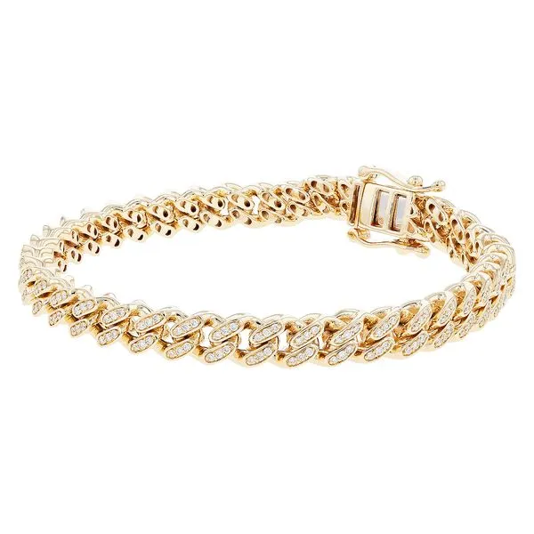 1 CT. T.W. Diamond Cuban Curb Chain Bracelet in 14K Gold - 7.25