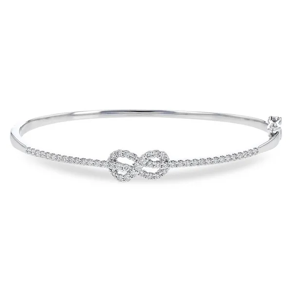 14k White Gold Petite Infinity Diamond Bangle Bracelet Conti Jewelers Endwell, NY