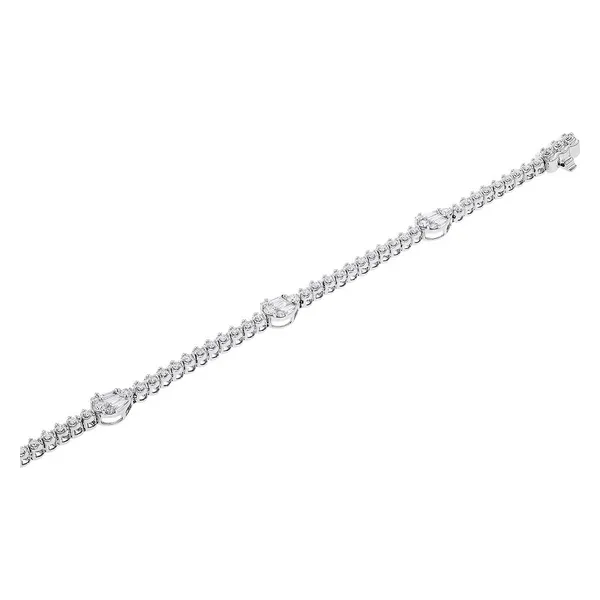 1 1/10 Ctw. Diamond Station Tennis Bracelet in 14k White Gold, 7