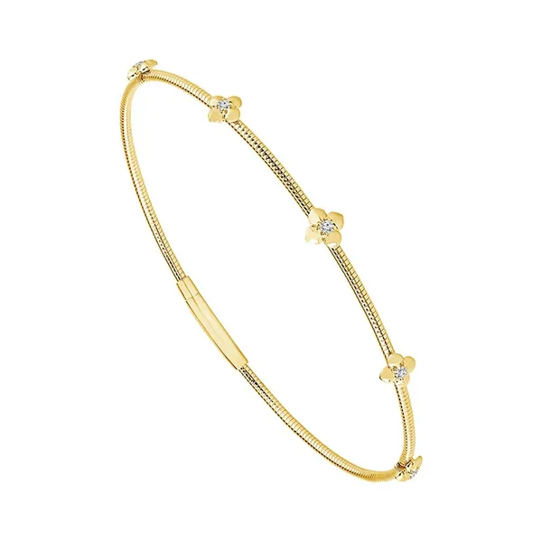 .05 Ctw. Diamond Flower Flexie Bangle in 14k Yellow Gold Conti Jewelers Endwell, NY