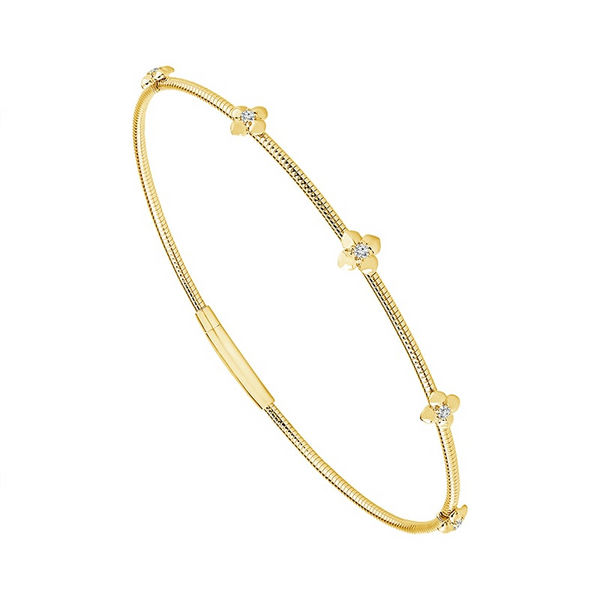 .05 Ctw. Diamond Flower Flexie Bangle in 14k Yellow Gold Conti Jewelers Endwell, NY