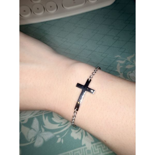 SS 0.01ct Dia Sideways Cross Bracelet Image 2 Conti Jewelers Endwell, NY