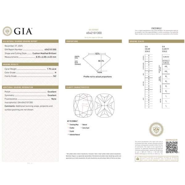 1.7ct CM Dia H/SI2 GIA#6542101300 8.35x6.08x4.03mm Conti Jewelers Endwell, NY