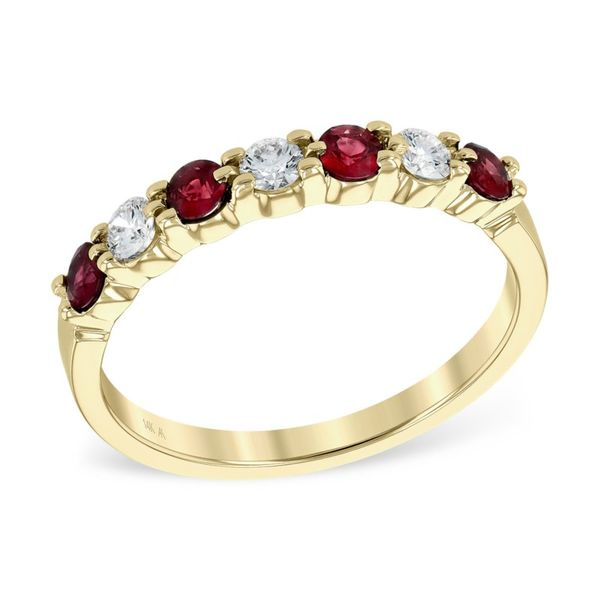 .35cttw Ruby & .55cttw Diamond Anniversary Band in 14k Yellow Gold Conti Jewelers Endwell, NY