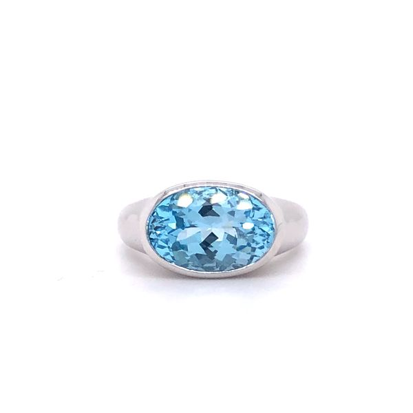 Oval Cut Blue Topaz Ring in Sterling Silver Image 3 Conti Jewelers Endwell, NY