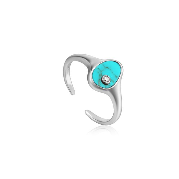 Silver Tidal Turquoise Adjustable Signet Ring Conti Jewelers Endwell, NY