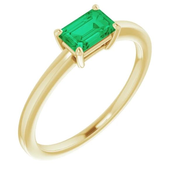 6x4mm Lab-Created Emerald Solitaire Ring in 14k Yellow Gold Conti Jewelers Endwell, NY
