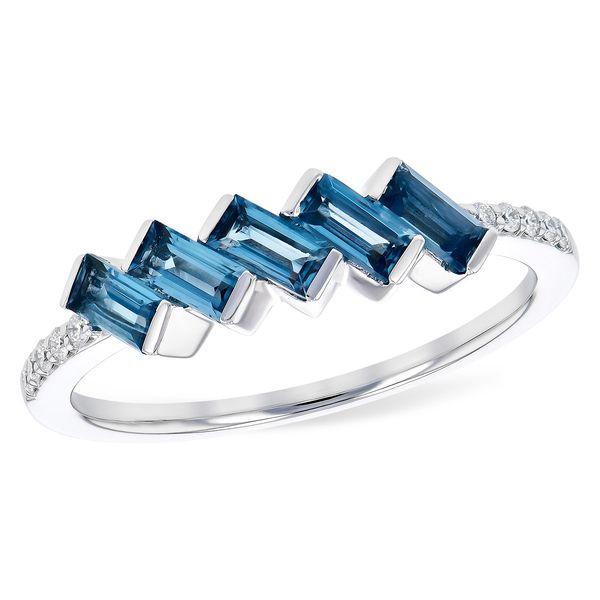 Baguette London Blue Topaz and Diamond Band in 14k White Gold Conti Jewelers Endwell, NY